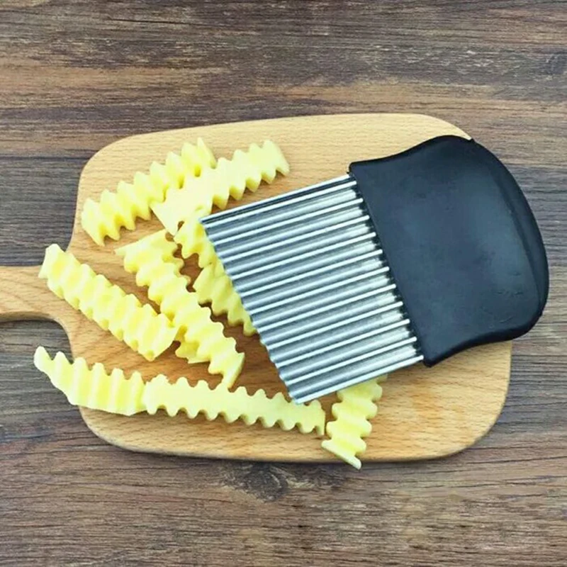 1PC Kitchen Tool Vegetable Crinkle Stainless Steel Wavy Cutter Blade Onion Potato Chip Slicer