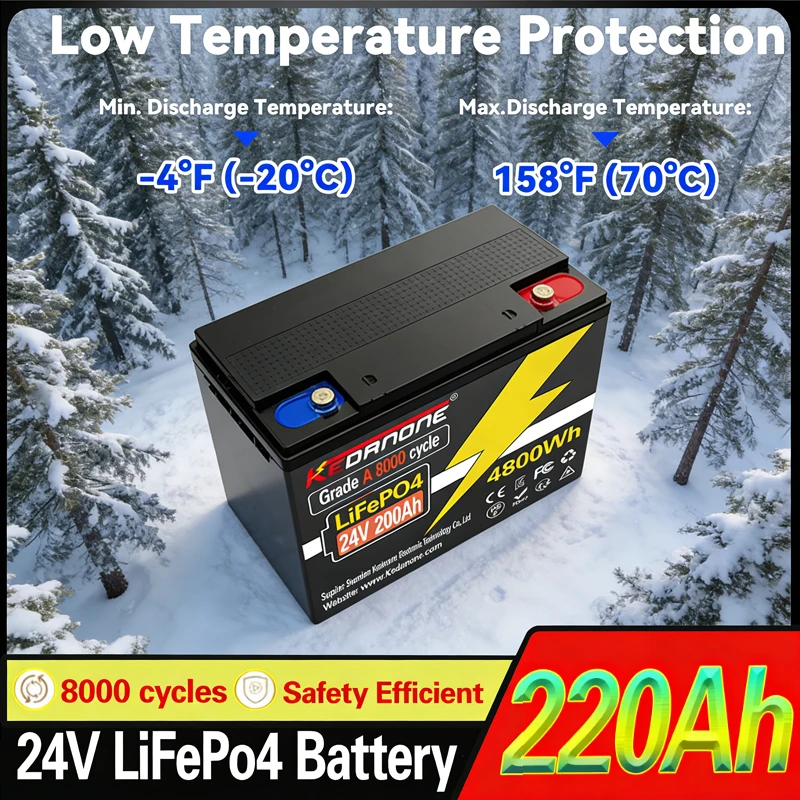 LIFEPO4  24V 32700 220AH Battery Is Integrated with BMS 220A for RV Solar External Rechargeable Network Lithium Iron Phosphate