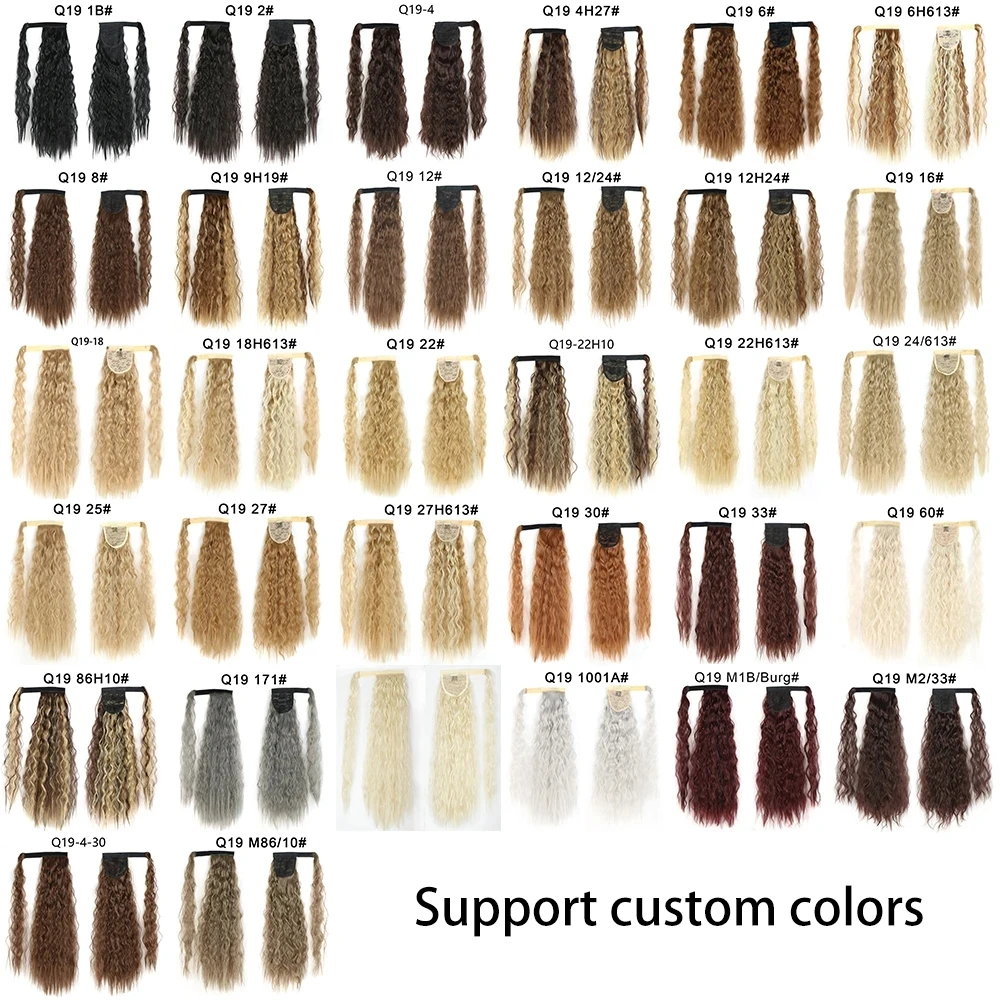 Paardenstaart Voor Zwarte Vrouwen Corn Wave Black Hair Extensions Lange Golvende Paardenstaart Extensie Synthetische Krullend Paardenstaart Extensions Voor Da