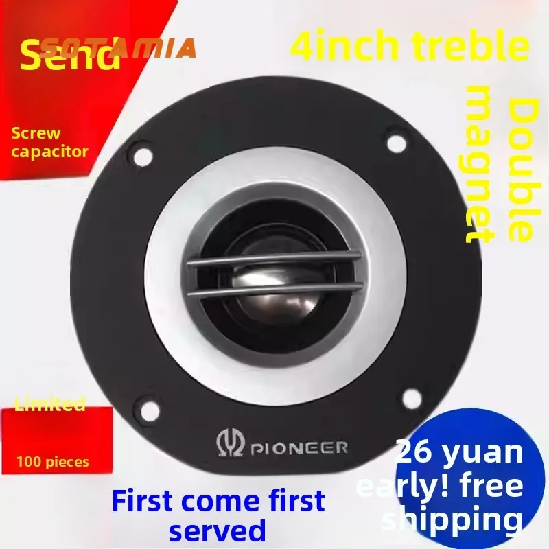 

SOTAMIA 1PCS 4 Inch Tweeter 8 Ohm 100 Watt Fever Grade Silk Film Dome Voice Coil Dual Magnetic Speaker Bluetooth Sound Box