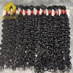 26 28inch Water Wave Braiding Human Hair Bulk No Weft Curly Braiding Hair Bulk Human Hair Extensions Full Ends for Boho Braids