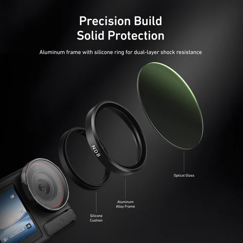 Imagen 2 del producto Juego de Lentes TELESIN CPL ND8 ND16 ND32 UV VND con Marco de Aleación de Aluminio para DJI OSMO Action 3 4 5pro, Juego de Filtros CPL ND de Liberación Rápida