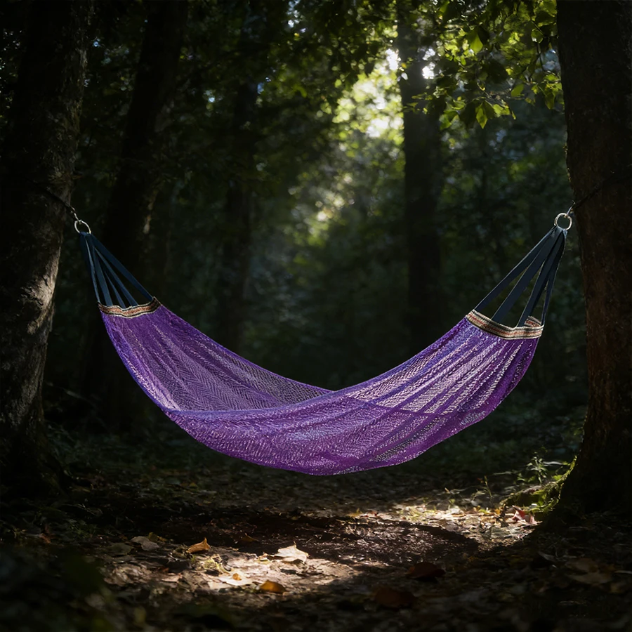 Hammock, Outdoor Ice Silk Mesh Swing, Anti-Rollover Suitable for Camping Outdoor/Indoor Patio Backyard
