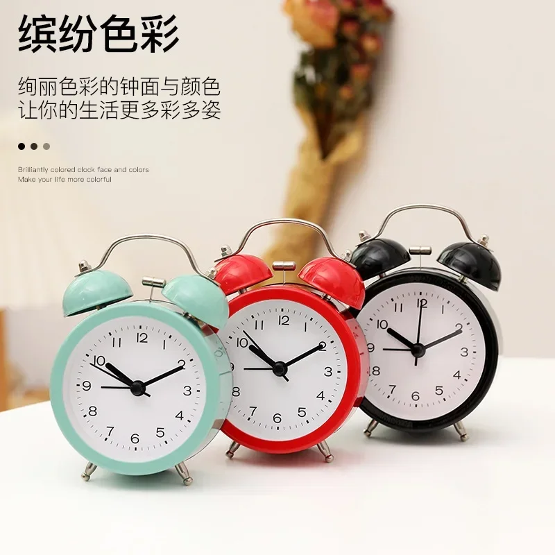 Simple retro digital alarm clock student night light desktop clock multi-function silent alarm clock