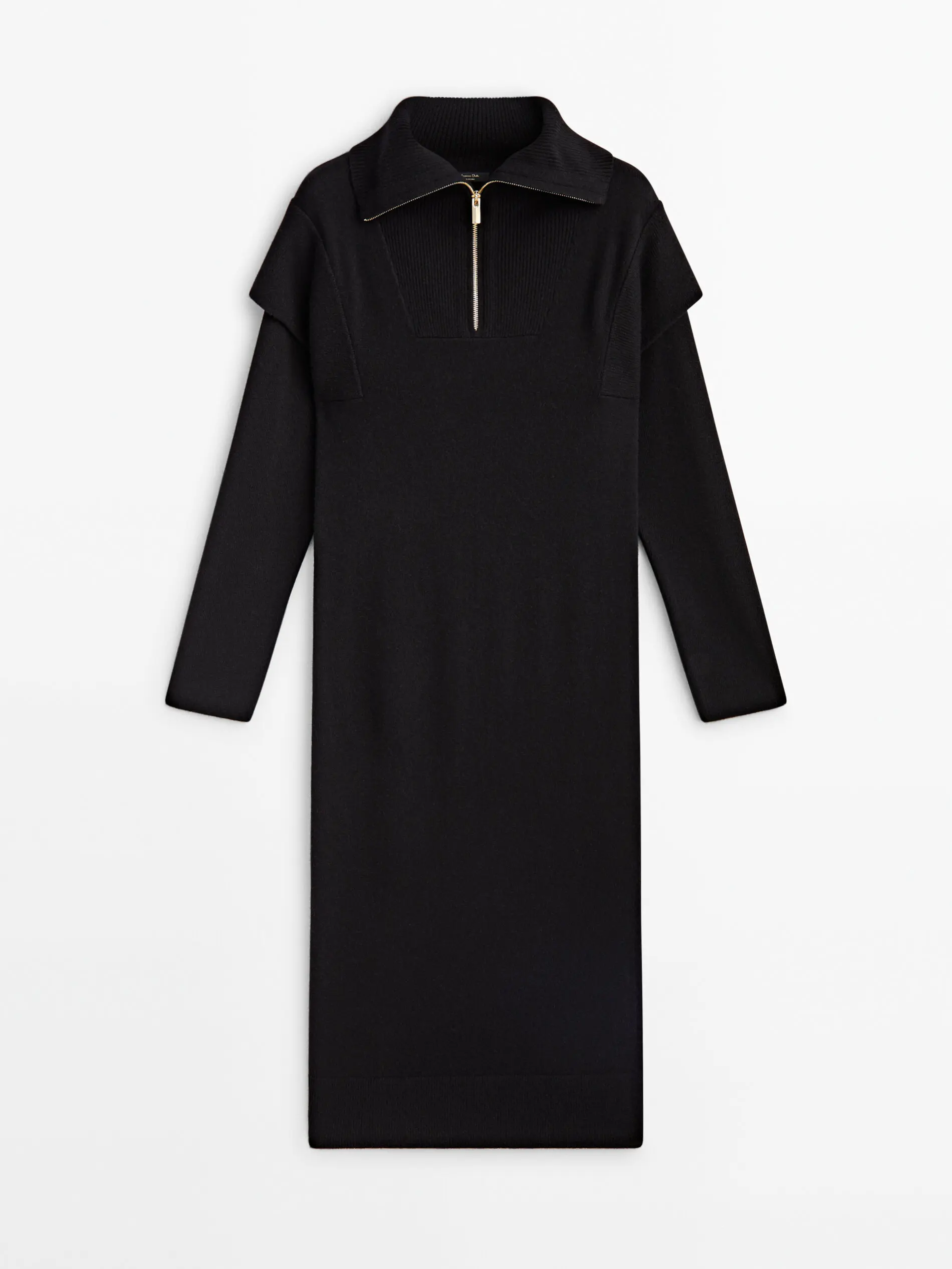 Ethereal MD 2023 autumn new style of Women\'s casual old money style black knit dress with zipper collar