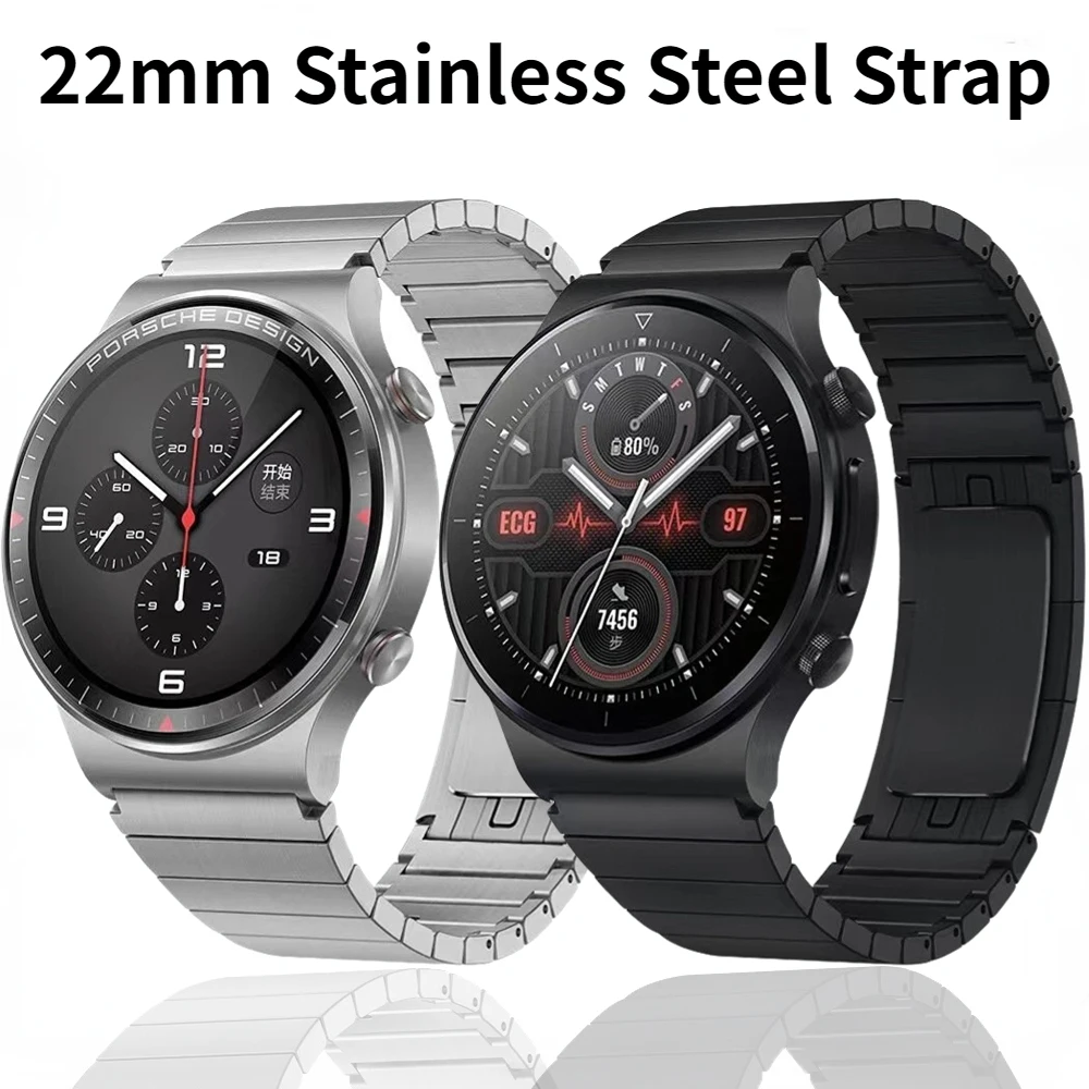 

22mm Metal Strap for Samsung Galaxy Watch 46mm/Gear S3/Huawei Watch 3/3 Pro/GT2 Stainless Steel Wristband for Amazfit GTR 47mm