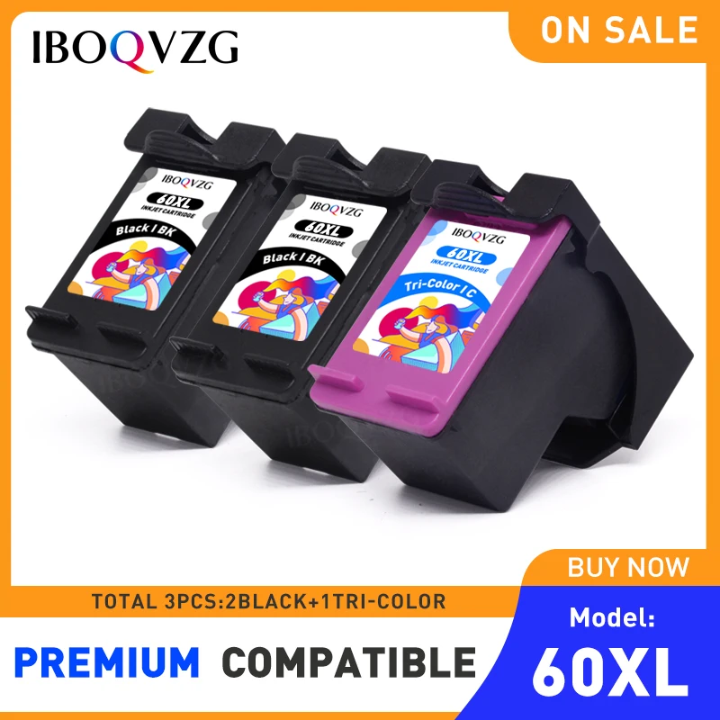 IBOQVZG Refilled Ink Cartridge 60 60XL Remanufactured For HP 60 XL DeskJet D2530 D2545 F2430 F4224 F4440 F4480 Printers