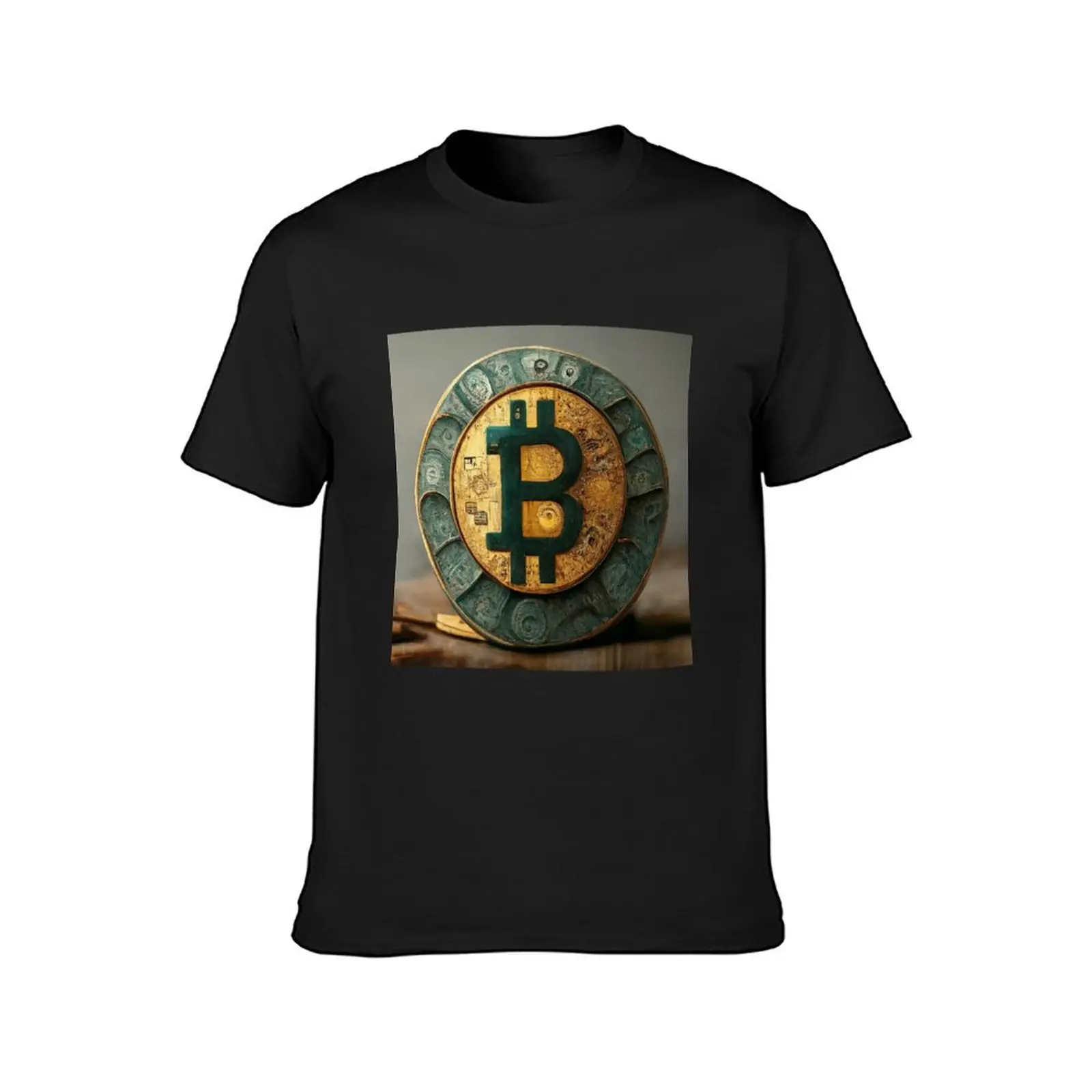 Detailed Bitcoin Master: Green Symbol, Golden Core T-Shirt summer top blanks customs cute tops black t shirts for men