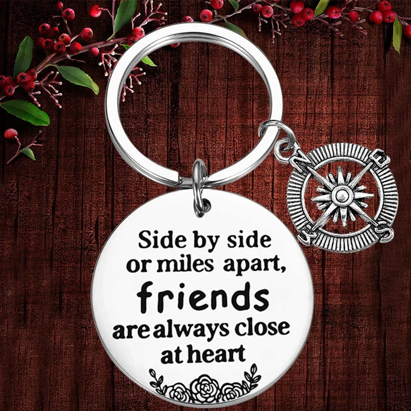 Charm Best Friends Keychain pendant Side by Side Or Miles Apart Friendship key chain Best Friend BFF Sister Gift