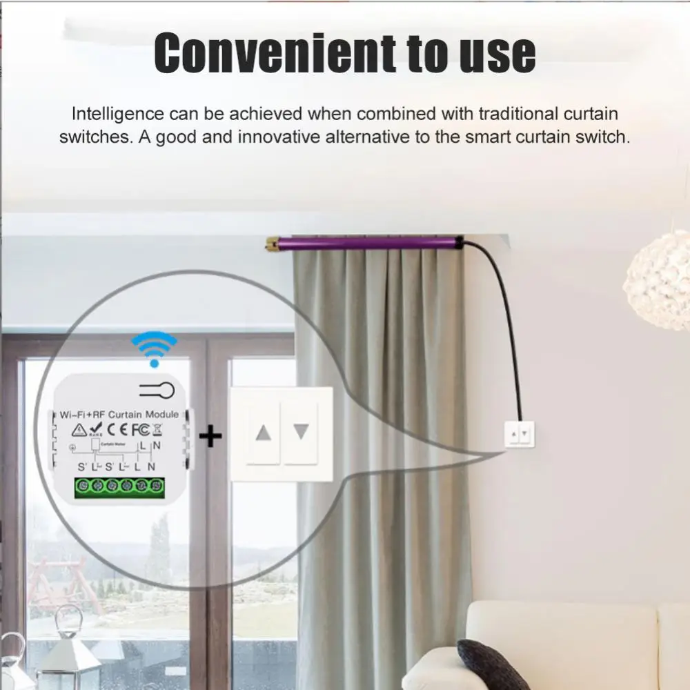 Tuya WiFi RF Curtain Module Blinds Roller Shutter Electric Motor Smart Curtain Switch Works With Alexa Google Home Smart Life