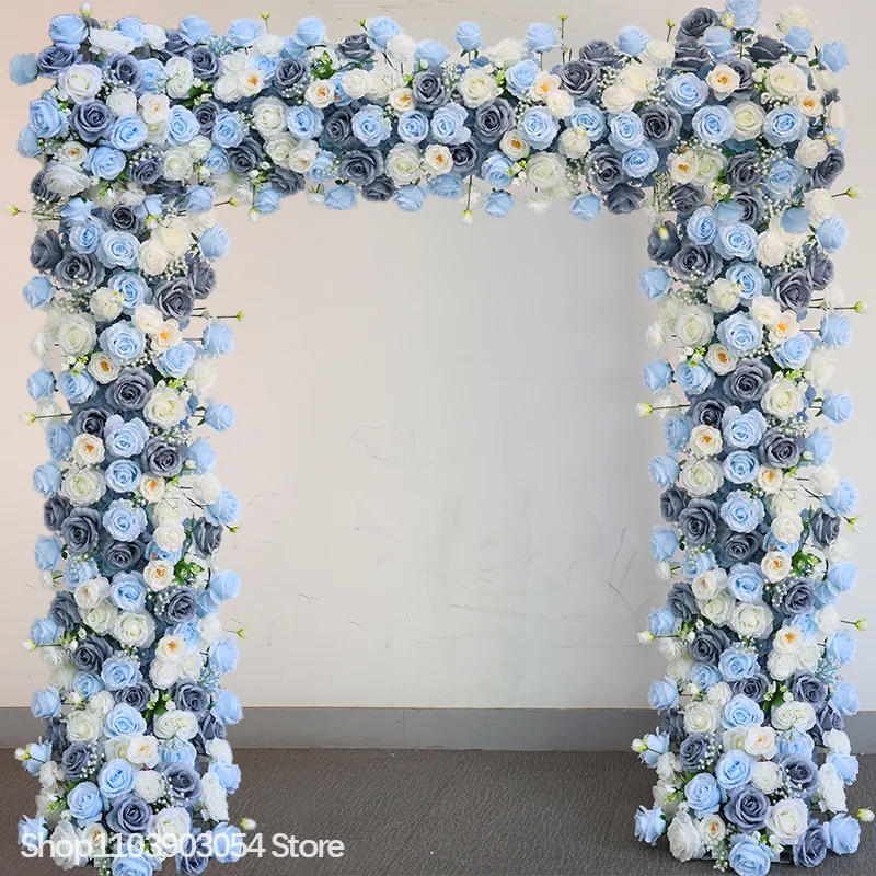 Blaue Rosen-Sofa-Läufer-Deko, Blumenreihe, Hochzeits-Hintergrund-Bogenrahmen, Blumenarrangement, Bankett-Zubehör, Foto-Requisite, Schaufensterdekoration – Detail 2