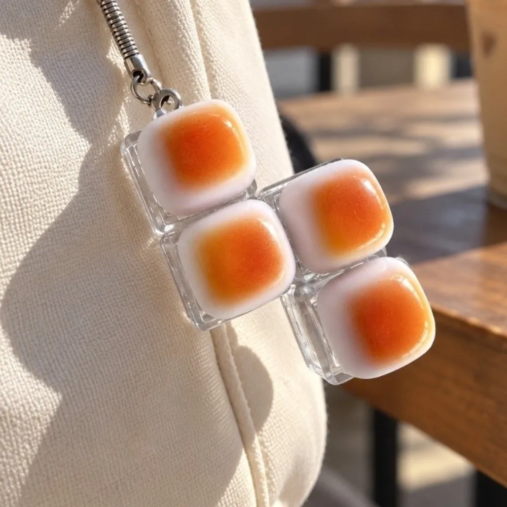 Sensory Creative Clicker Keychain Portable Caramel Bread Fidget Keyring Bread Keycap Cute Fidget Bag Accessories