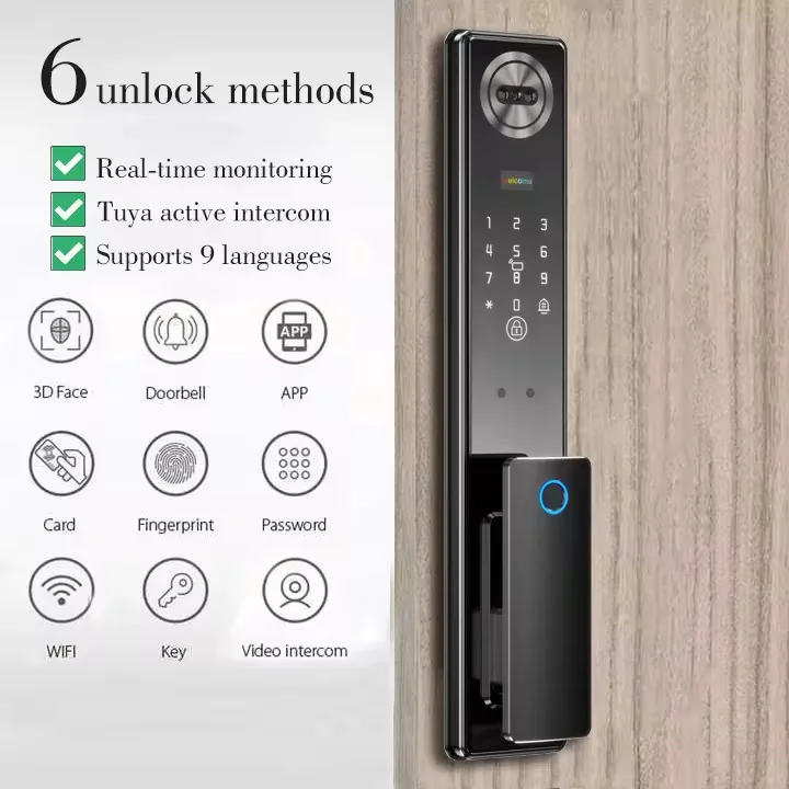 July003 Smart Digital Fingerprint Lock Automatic Biometric Lock Ic Card Wifi App Combination Home Security Door Lock