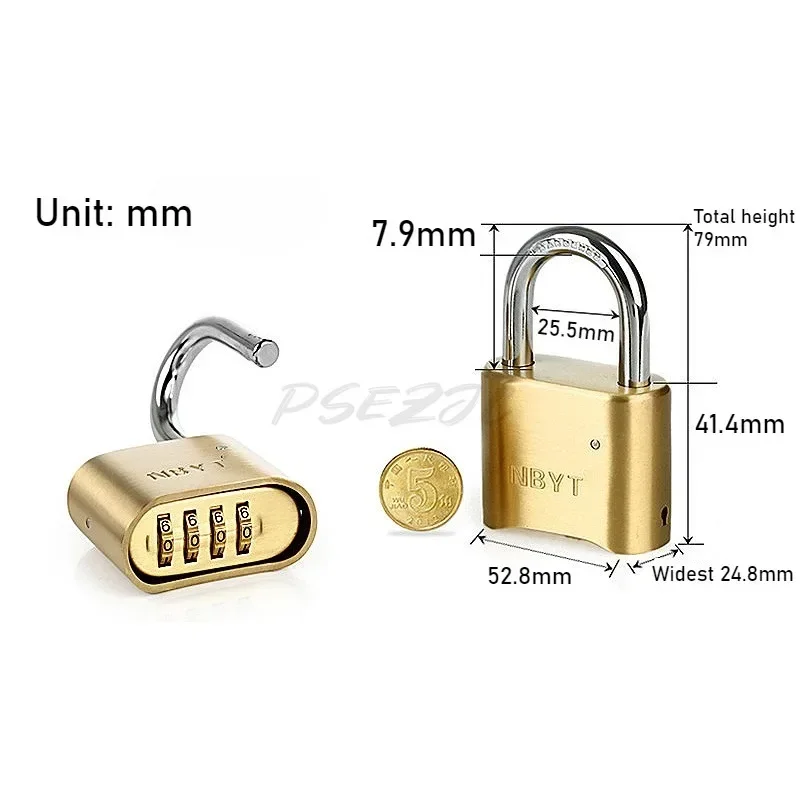 50mm Brass Password Padlock for Household Anti-theft and Security Extra Large Door and Car Padlock