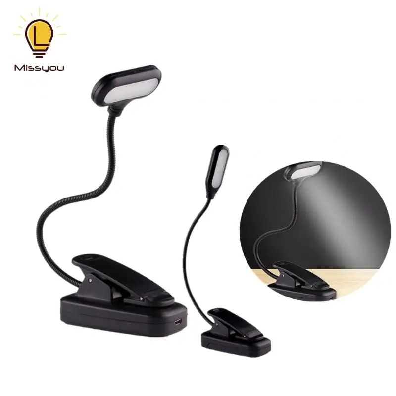 

LED Eye Protection Book Night Light Adjustable Mini Clip-On Study Desk Lamp Battery Powered Flexible for Travel Bedroom Reading