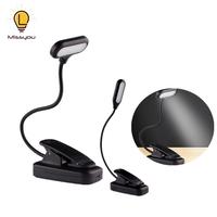 LED Eye Protection Book Night Light Adjustable Mini Clip-On Study Desk Lamp Battery Powered Flexible for Travel Bedroom Reading