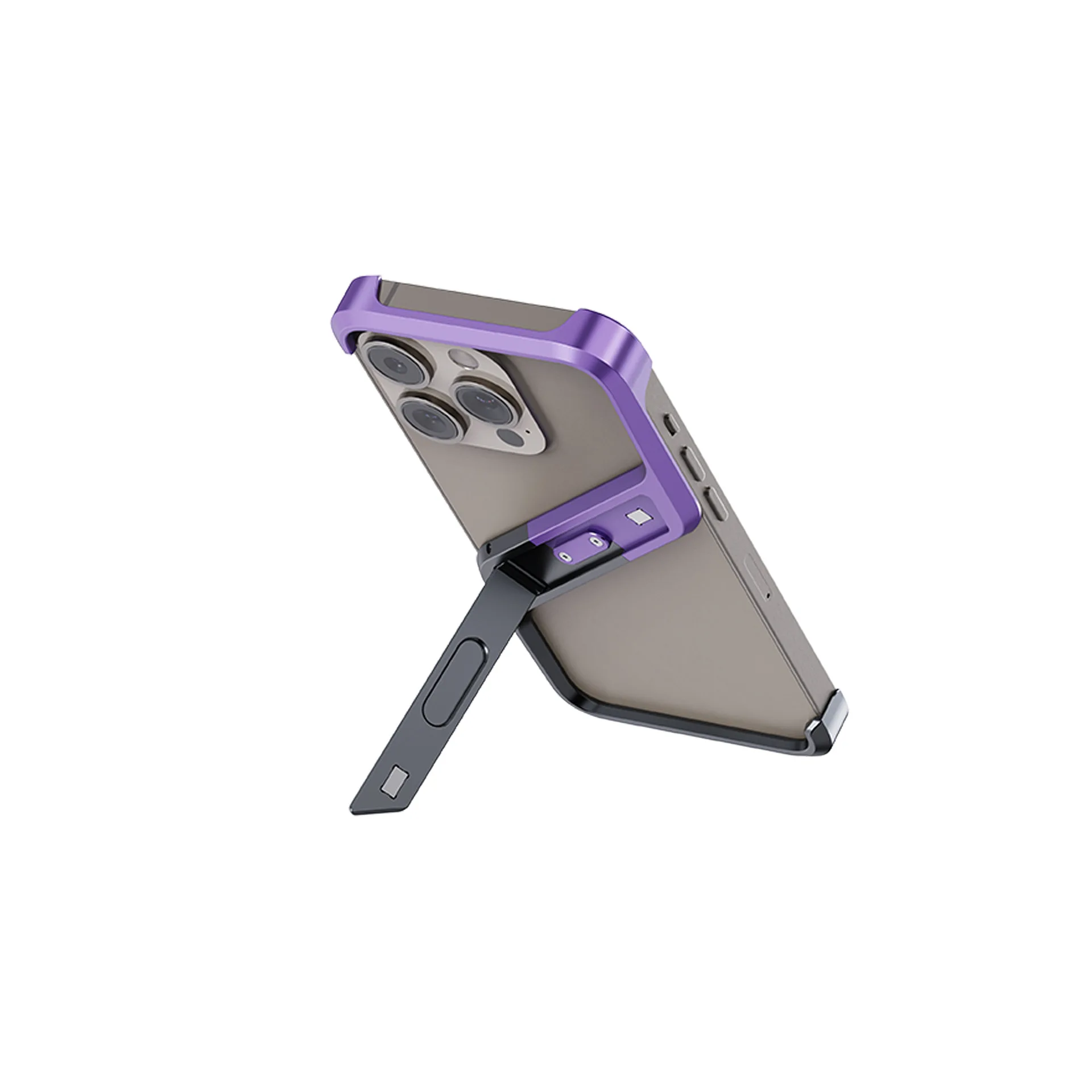 

S Type Aluminum Rimless Phone Cover For Iphone 16 15 14 Pro Max Heat Dissipation Stand Shell Metal Invisible Holder Phone Case