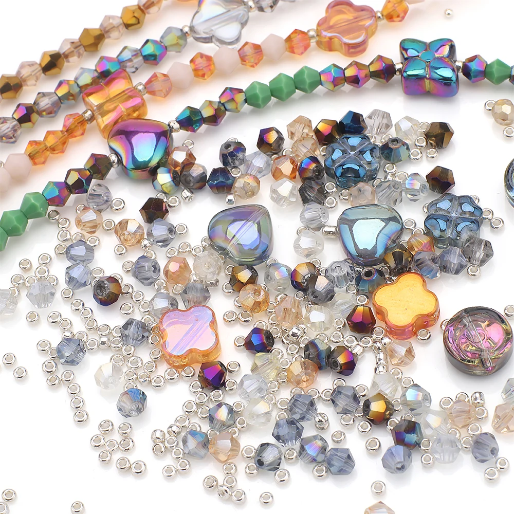 مزيج الزجاج الخرز غير النظامية القلب الصليب شكل كريستال قلادة Seedbeads Bicone DIY بها بنفسك صنع المجوهرات سلاسل الهاتف ديكور الملابس