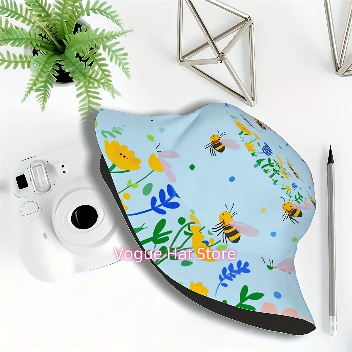 1pc Insect Day Cartoon Insect and Flower Pattern Printed Fisherman Hat Suitable for Both Men and Women, Stylish Sun Hat with Fun
