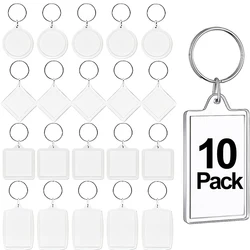 1/5/10Pcs DIY Acrylic Insert Keychains Blank Custom Insert Photos Pictures Keyring Holder Split Frameless Frame Key Chains Gifts