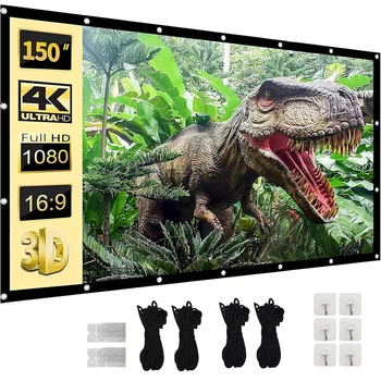 120 inch Projector Screen 16:9 Foldable Anti-Crease Portable Projector Movies Screens for