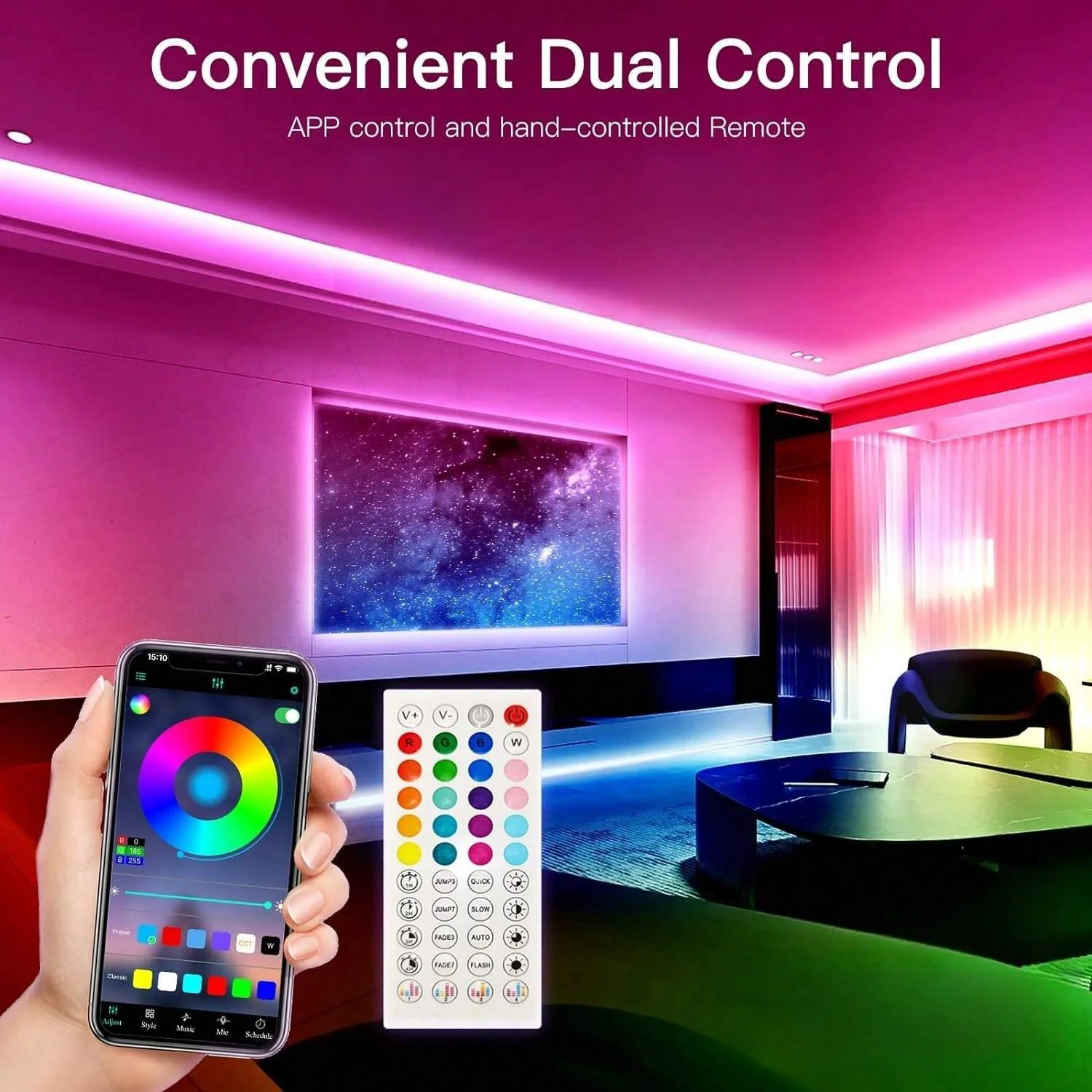 Color RGB 5050 LED Strip Bluetooth Tape Decor for Room LED 10m 15m 20m ...