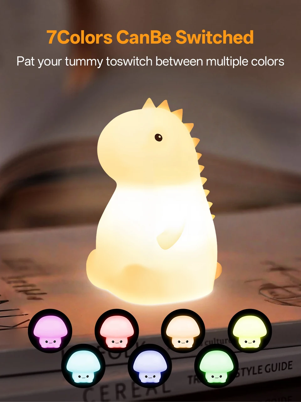 KFV Cute Pear Night Light 7-Color Dimmable Touch-Controlled Night Light Silicone Stress Reducing Pat Duck Lamp USB Rechargeable
