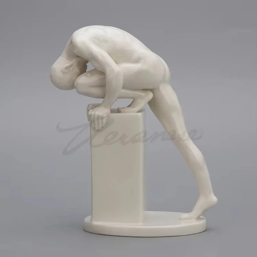 

Creative Ceramic Nude Male Sculpture Decor Naked Body Art Statue Crossed Man Figurine Nordic Office Home Decoration Crafts Gift