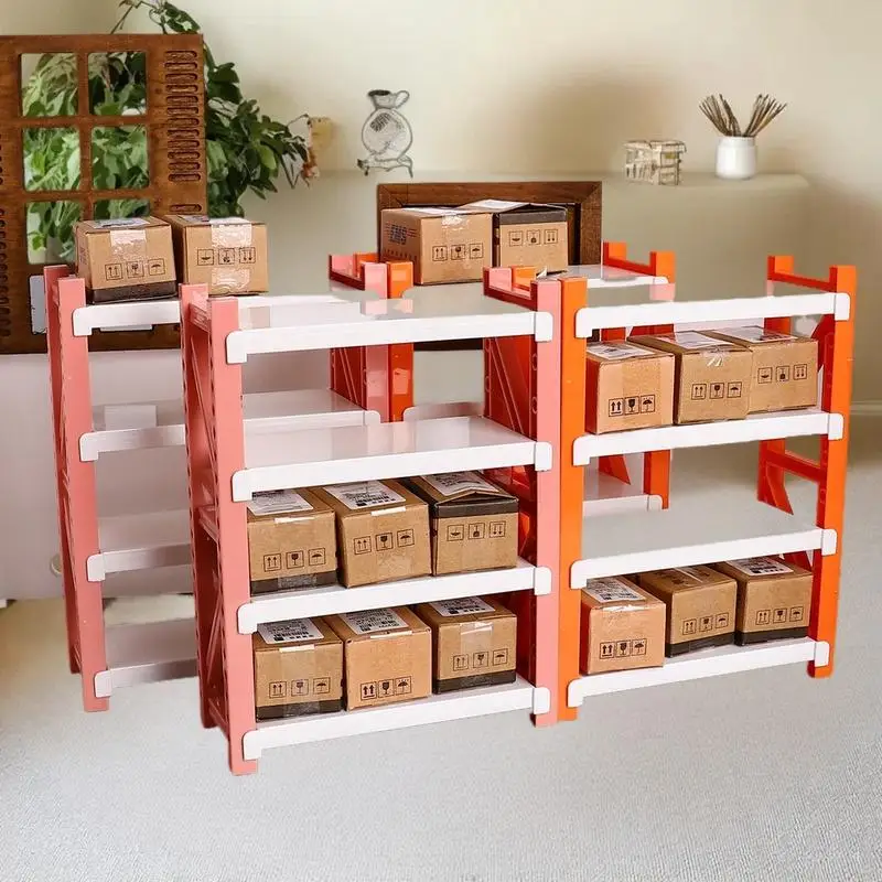 

1/12 Scale Simulation Dollhouse Storage Shelves; Miniature Warehouse Racks Dollhouse Decoration
