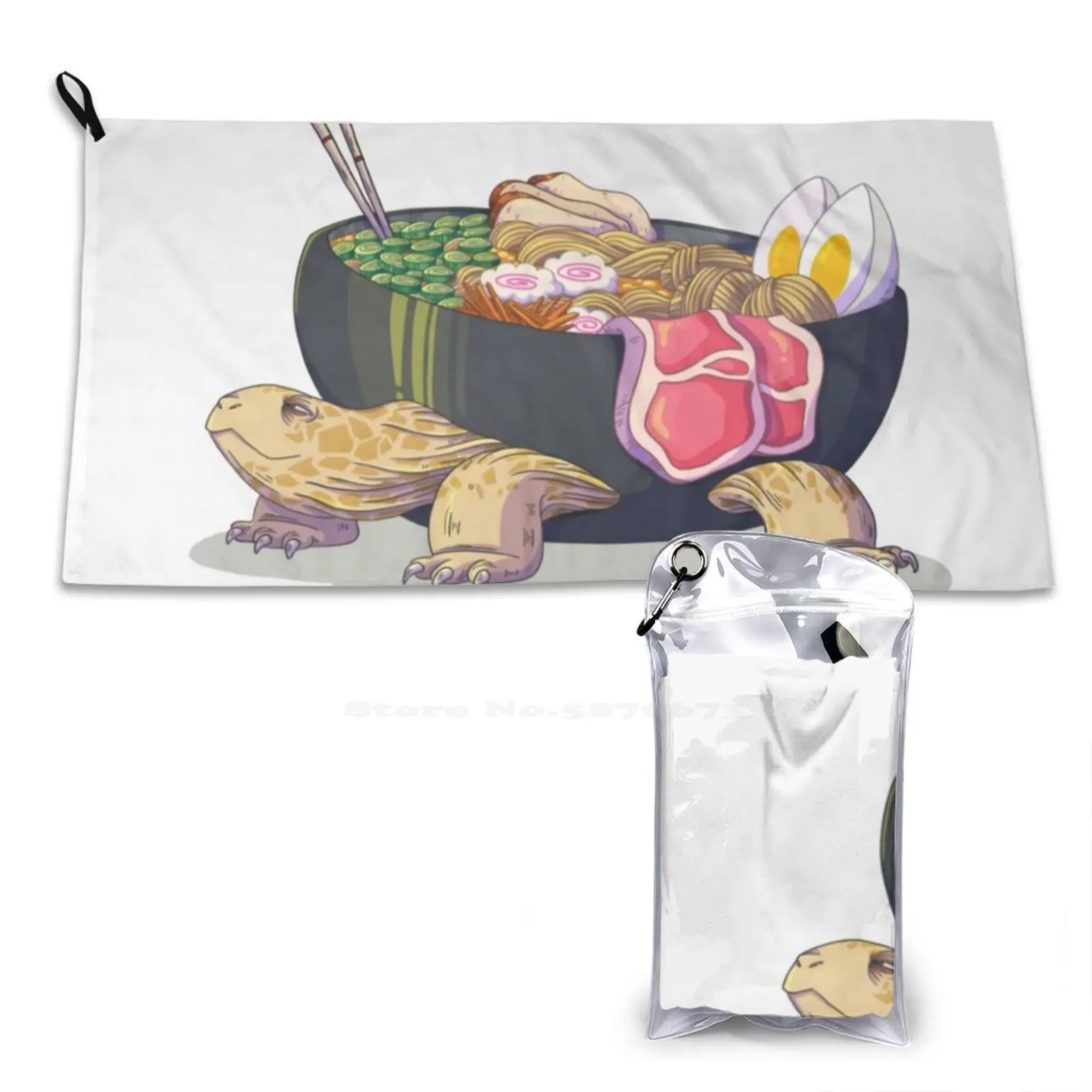 Ramen Tortoise Soft Towel Quick Dry Beach Towel Ramenbowl Tortoise Turtle Mapleavenue Monster Noodles Japanese Eggs Chopsticks