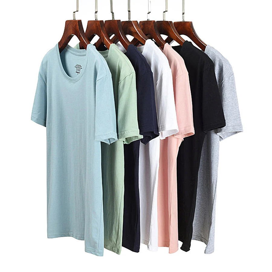 T Shirt Men 100% Cotton Solid Color Brand Design Casual Breathable Short Sleeve Shirts S-6XL Plus Size Tops 9 Colors 2025 New