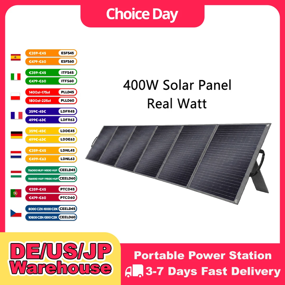 SOLARPLAY 400W Foldable Solar Panel High-Efficiency Solar Module Solar Charger with Solar Output for RV Off-Grid Boat Home Camp