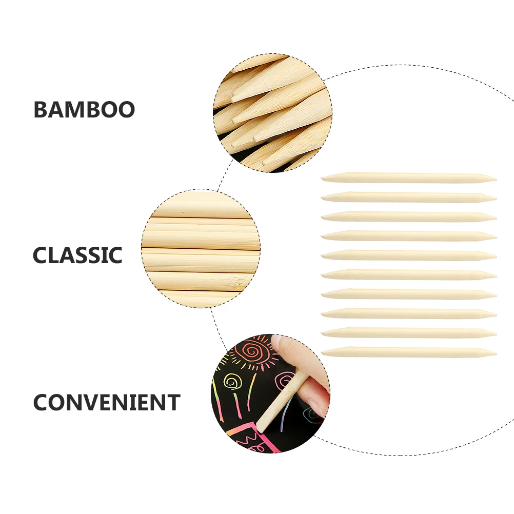 

30 Pcs Bamboo Pen Scraping Stick Stylus Kid Scratching Drawing Craft Brush Mini