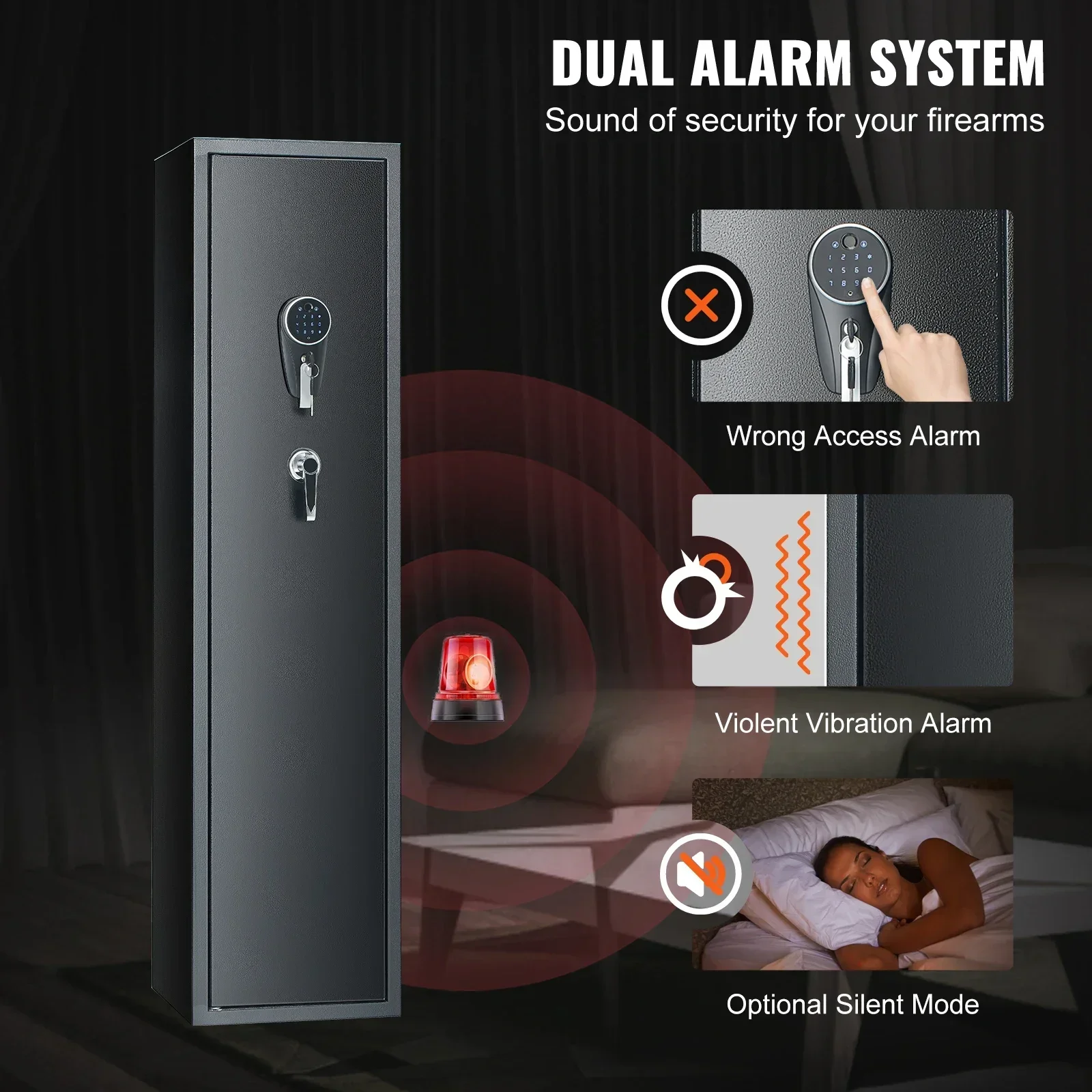 Imagem -04 - Vevor-rifle Gun Safe With Digital Keypad Lock Gun Safe Armário de Armazenamento Removível Armário Embutido Impressão Digital