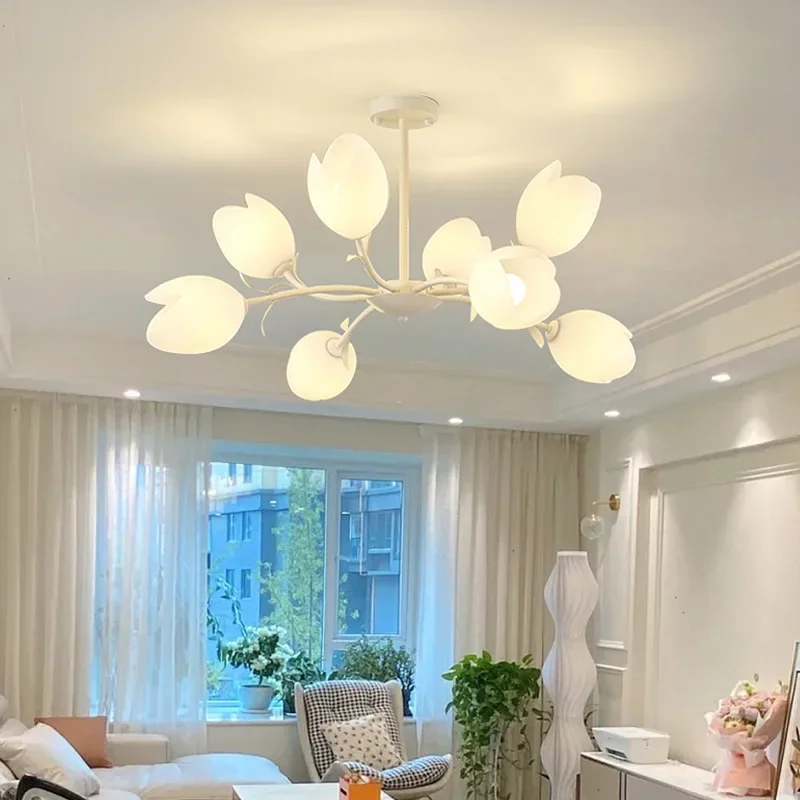 

Living room chandelier cream wind dining room light simple modern bedroom book light eye protection home decoration lighting