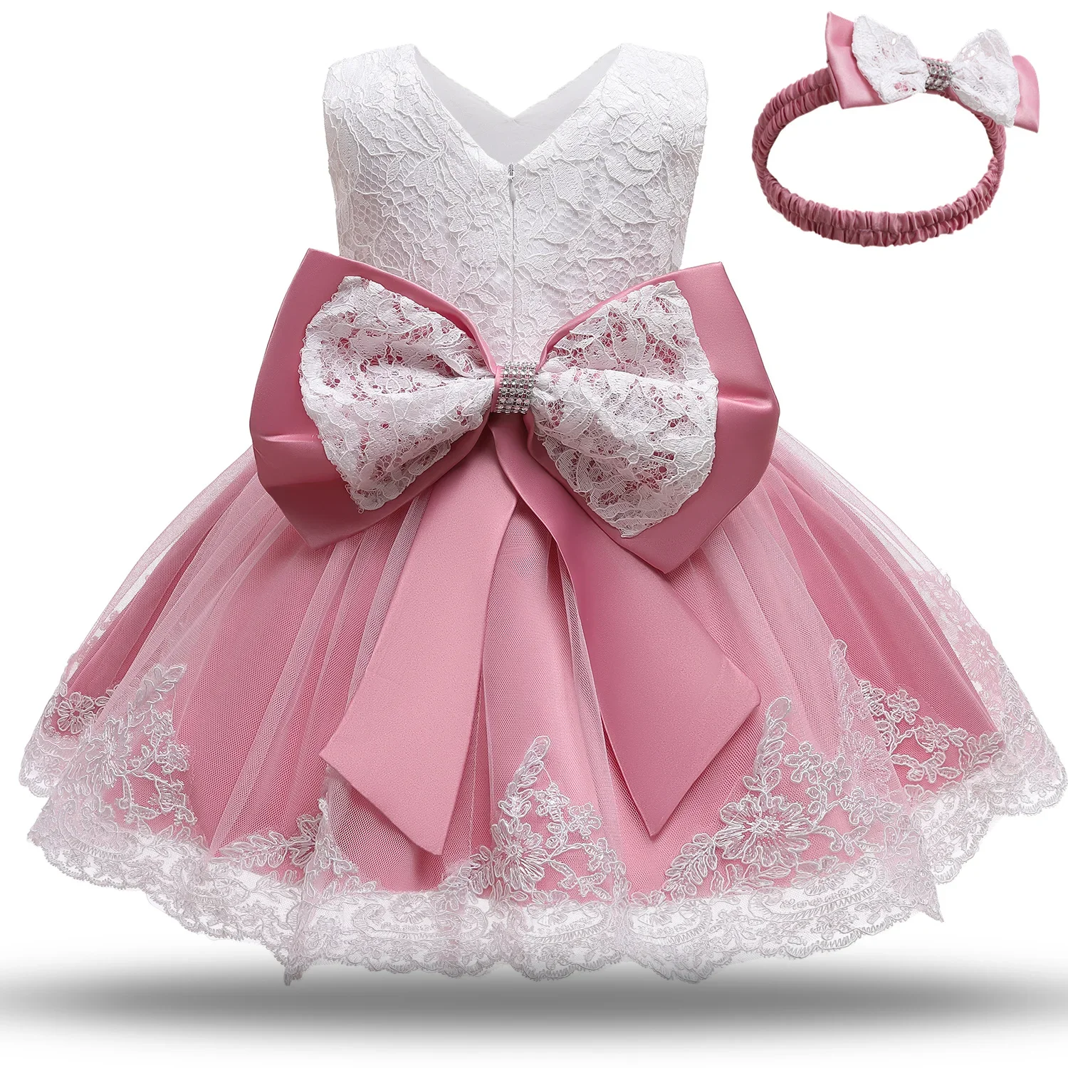 

Baby Girls White Baptism Princess Dress 12-24M