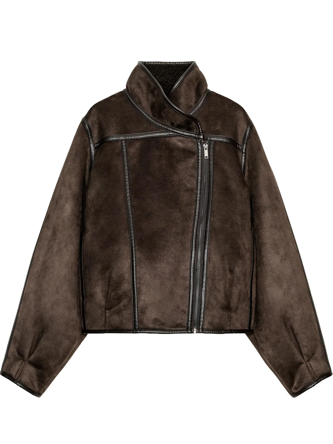 ملابس خارجية نسائية من الجلد والفرو على الوجهين مع سحاب طويل Sve غير رسمي ملابس خارجية Jaet لموسم الشتاء