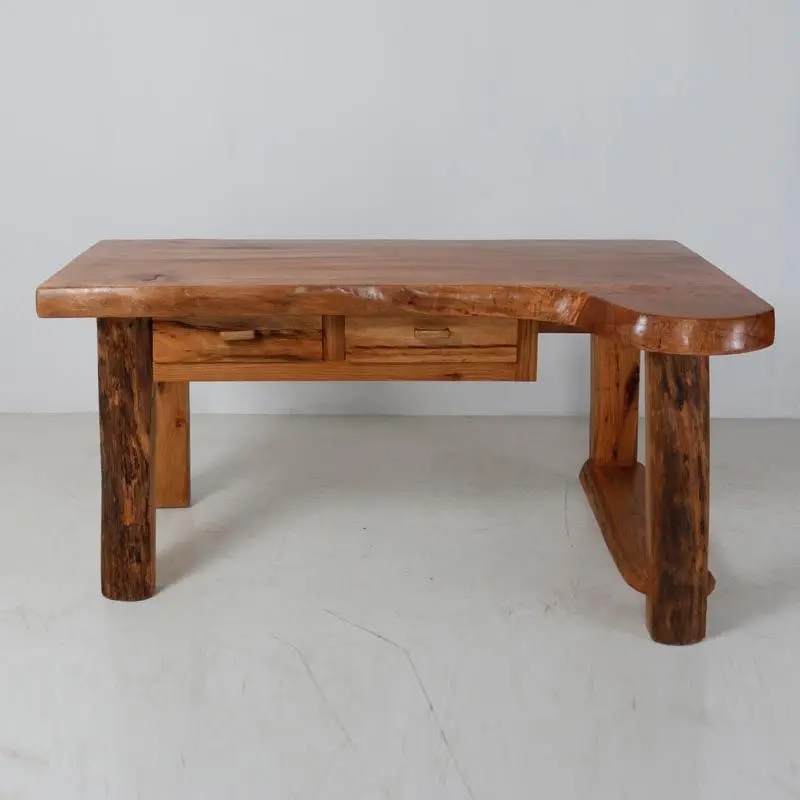 

Boss desk Computer desk integrated pure solid wood desk combination antique home modern wabi-sabi cypress