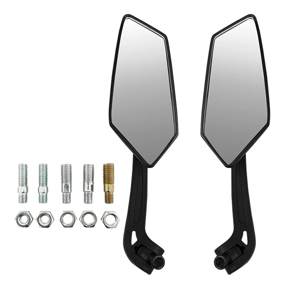 1set Motorcycle Side Mirrors Rearview Mirror Scooter Adjustable Rotating Mirrors Black Replacement Motorcycle Accessories