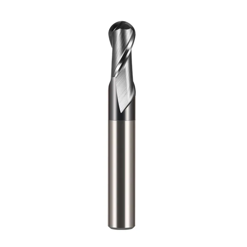 ROMTIC-Fraise en bout à billes à 2 cannelures, carbure d'acier au tungstène, revêtement de caractéristique noir, usinage mécanique CNC, fraise en bout spéciale, HRC65