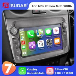 Isudar 7 Inch Android 12 For Alfa Romeo Mito 2008-  Car Radio Multimedia Player Auto GPS Carplay 2 Din 4G