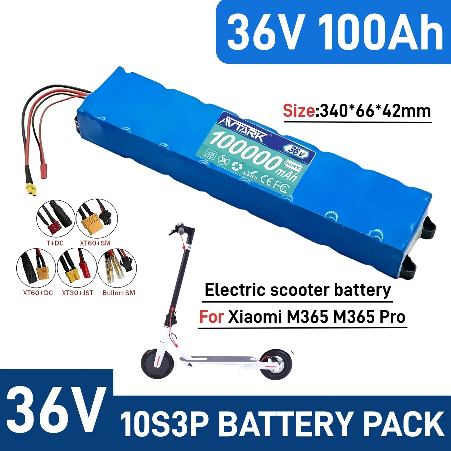 

ORIGINAL 36V 100000mAh 10S3P Battery Pack Rechargeable, for Xiaomi electric scooter Special Battery Pack, 36v Lithium Battery