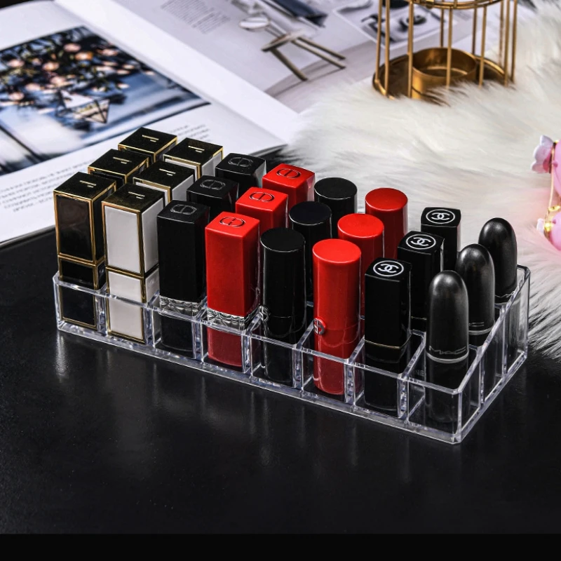 

1pcs 24 Slot Transparent Lipstick Case, Multi-Purpose Cosmetic Display And Storage Drawer Dresser Or Bathroom