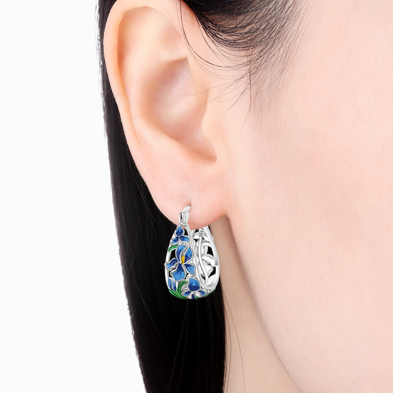 Original 925 Sterling Silber Ohrringe, Vielseitige Exquisite Iris-Blumen-Ohrringe, Schmuck für Frauen, Geburtstagsgeschenk – Detail 16
