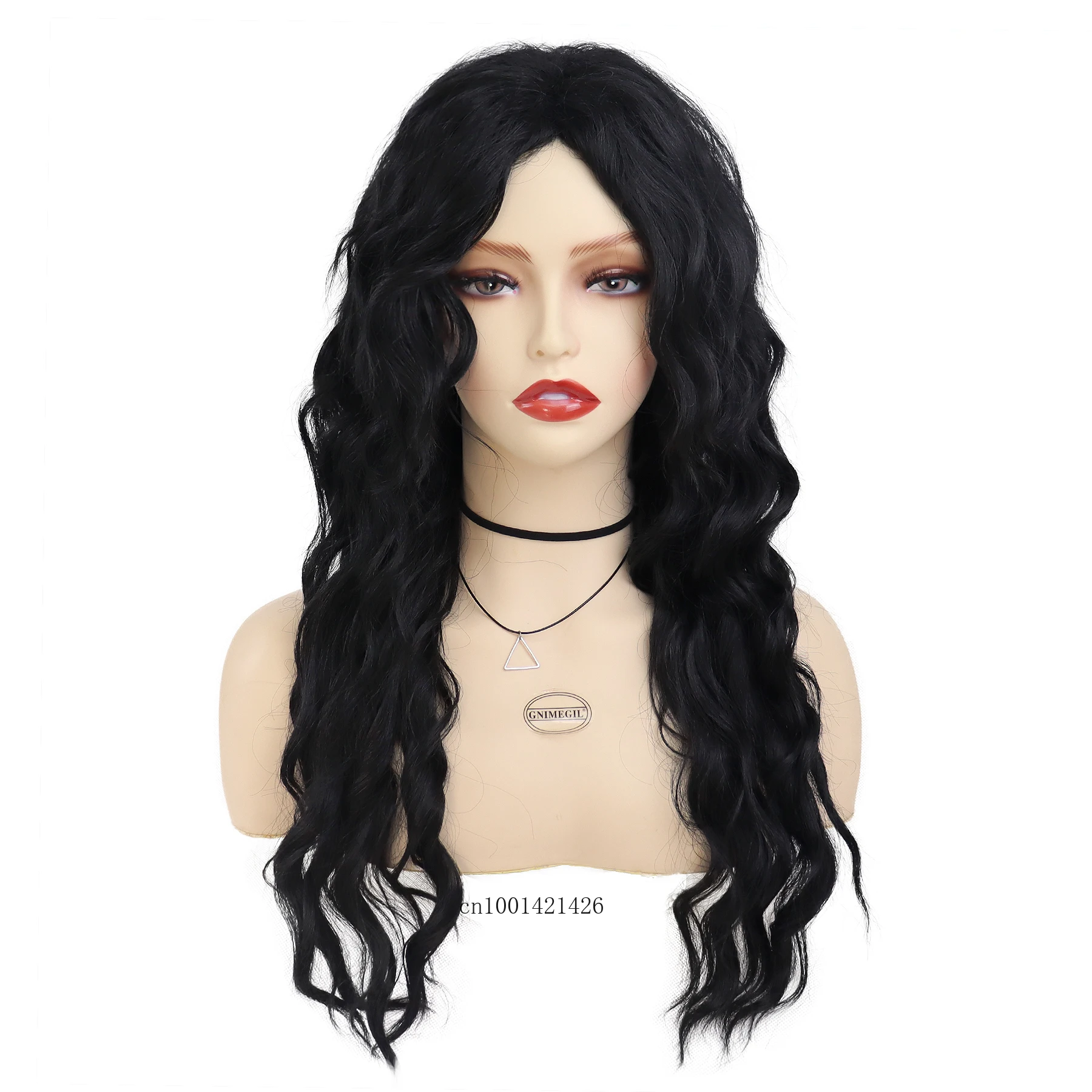 Women's Wig Long Black Hair Synthetic Fiber Heat Resistant Carnival Party Wigs Thick Long Curly Wavy Hairstyle Drag Queen Wigs