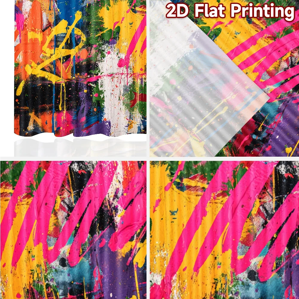 2 قطعة ، ستائر طباعة مسطحة ثنائية الأبعاد (بدون قضيب) ستائر وستائر ملونة لمهرجان عيد الميلاد ستائر وستائر متينة من نسيج البوليستر