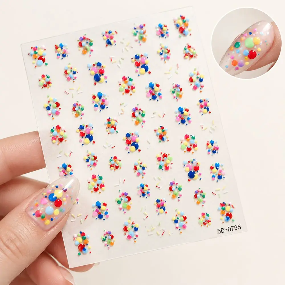1Pc Confetti Nail Sticker Playful Bright Colorful Polka Dot Sprinkles Transparent Decal Self-Adhesive For Party Manicure DIY