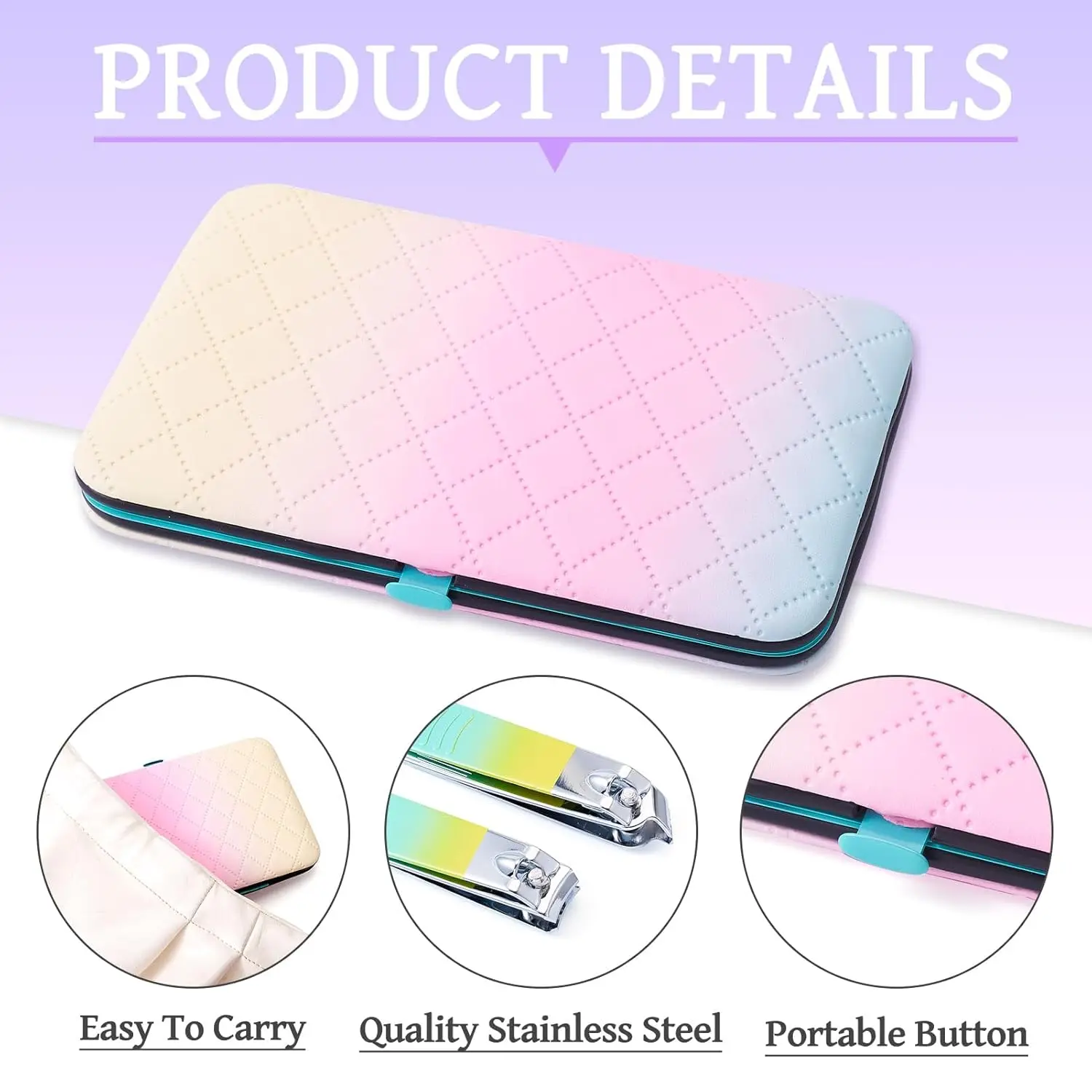 Ferramentas profissionais de cuidados com as unhas de aço inoxidável com estojo de viagem conjunto de manicure e pedicure de 18 peças para família