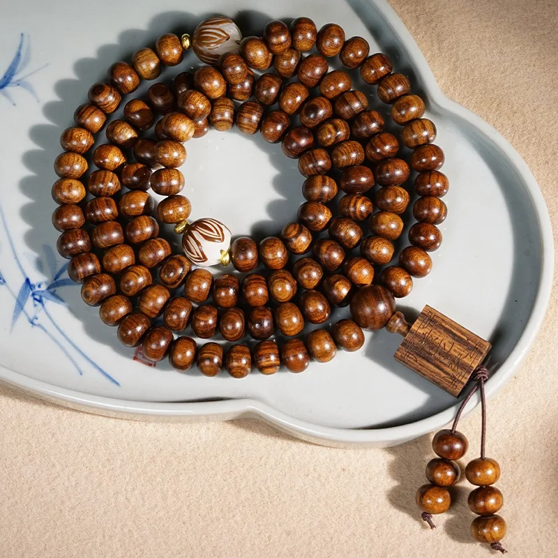 Black rosewood abacus 108-piece bracelet prayer unisex DIY lotus accessories Buddhist beads necklace woodworking