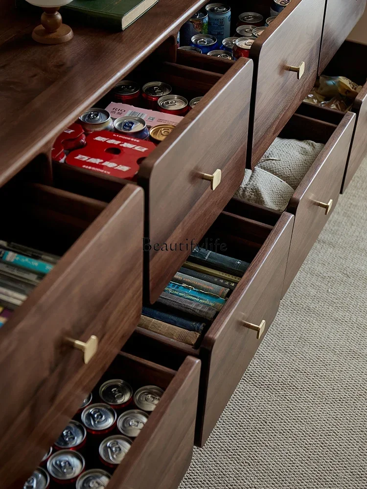 خزانة من الخشب الصلب، جوز أسود أمريكي الشمالي، خزانة جانبية لغرفة المعيشة الحديثة في الشمال